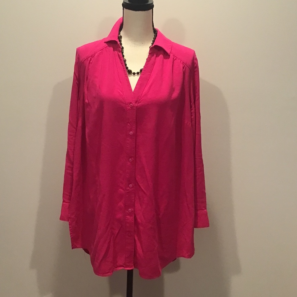 Hot pink tunic blouse top 1x vguc